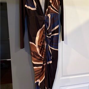 Fashion Nova Black and Brown Long Sleeve Dress